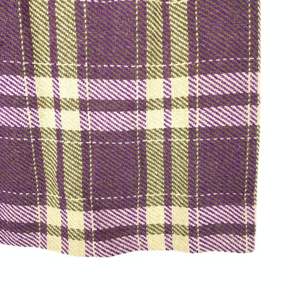 Custom-Craft Wool Skirt Womens 0 Plaid High Waist Purple Yellow Vintage NYC - Picture 5 of 6